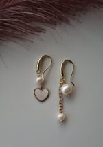 Orecchini Pendenti con Cuore e Perle di Fiume - immagine 2