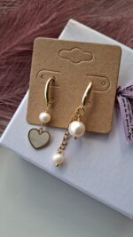 Orecchini Pendenti con Cuore e Perle di Fiume - immagine 3