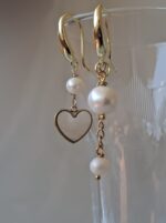 Orecchini Pendenti con Cuore e Perle di Fiume - immagine 5