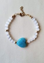 Bracciale in pietra e cuore azzurro mare