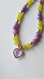 Collana giada e cuore in pietra ametista - immagine 4