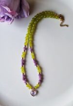 Collana giada e cuore in pietra ametista - immagine 3