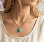 Collana in acciaio e cuore turchese - immagine 4