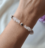 Bracciale quarzo rosa e pietra dalmata - immagine 3