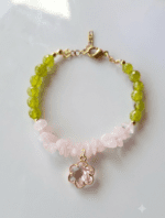 Bracciale quarzo e giada con fiore - immagine 3