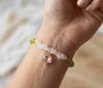 Bracciale quarzo e giada con fiore