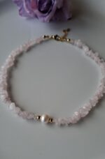 Girocollo quarzo rosa e perla - immagine 2