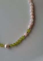 Girocollo giada rosa e verde con perla - immagine 4