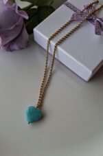 Collana in acciaio e cuore turchese - immagine 2