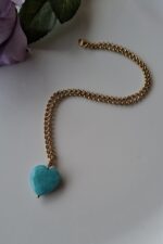 Collana in acciaio e cuore turchese