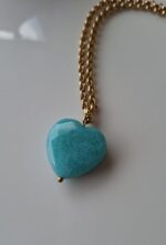 Collana in acciaio e cuore turchese - immagine 3