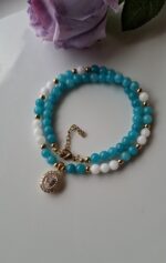 Collana con giada e pendente di cristallo