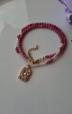 Collana con giada, zirconi e pendente fiori