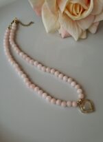 Collana giada rosa e pendente cuore - immagine 2