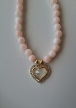 Collana giada rosa e pendente cuore - immagine 3