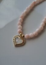 Collana giada rosa e pendente cuore - immagine 4