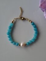 Bracciale giada turchese e perla
