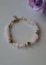 Bracciale quarzo rosa e pietra dalmata - immagine 2