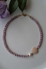 Girocollo con cuore giada rosa e perla - immagine 2