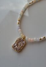 Girocollo giada , perle e pendente fiori - immagine 4