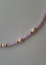 Girocollo zirconi rosa e perle - immagine 4