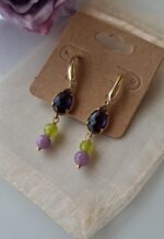 Orecchini con cristallo viola e giada - immagine 2