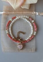 Girocollo di madreperla e cuore rosa - immagine 2