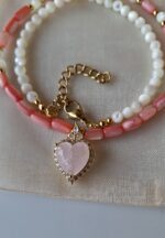 Girocollo di madreperla e cuore rosa - immagine 3