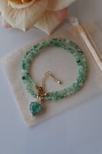 Collana agata verde e cuore