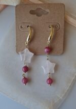 Orecchini con stelle di quarzo rosa - immagine 2