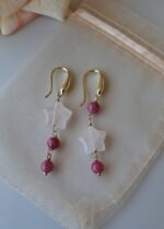 Orecchini con stelle di quarzo rosa - immagine 3
