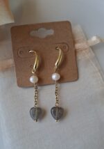 Orecchini con perle e labradorite - immagine 3