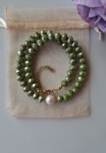 Girocollo cristalli verde salvia e perla - immagine 6
