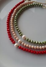Girocollo cristalli rosa cipria e perla - immagine 5