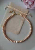 Girocollo cristalli rosa cipria e perla