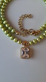 Collana con Perle di fiume verde chiaro - immagine 6