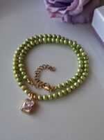 Collana con Perle di fiume verde chiaro